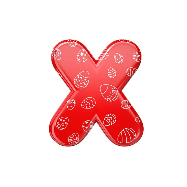 Easter egg letter X - Small 3d red and white celebration font - Adequado para assuntos relacionados à Páscoa, eventos ou fest — Fotografia de Stock