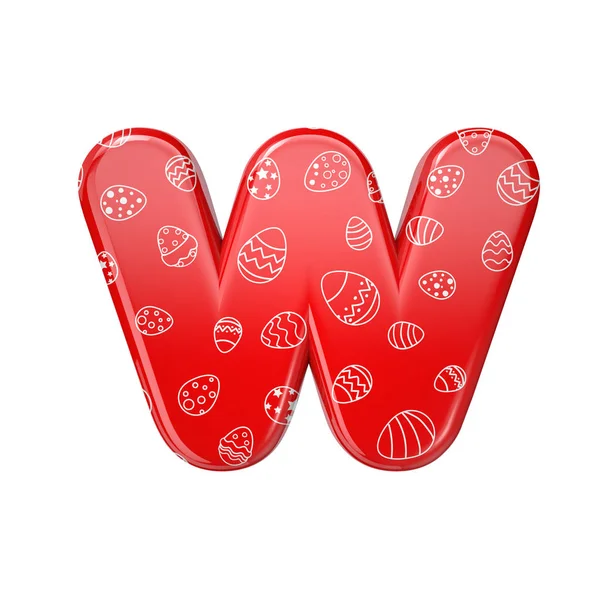 Пасхальное яйцо буква W - Красно-белый праздничный шрифт в миниатюрном корпусе - Подходит для Пасхи, мероприятий или связанных с праздником тем — стоковое фото