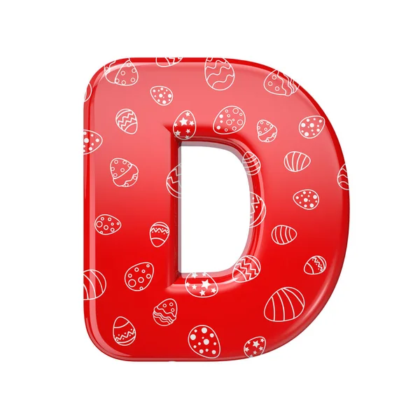 Paasei letter D - kapitaal 3d rode en witte viering lettertype - geschikt voor Pasen, gebeurtenissen of fest gerelateerde onderwerpen — Stockfoto