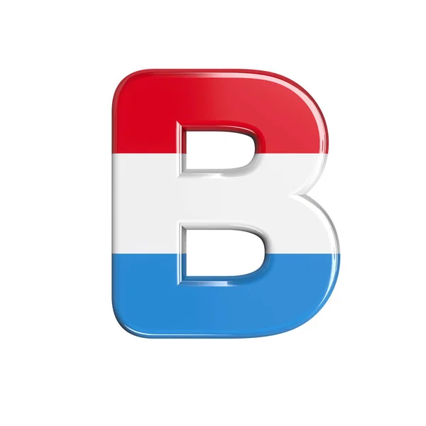 Luxembourg letter B - Capital 3d Luxembourgish flag font - suitable for Luxembourg, flag or finance related subjects — Stock Photo, Image