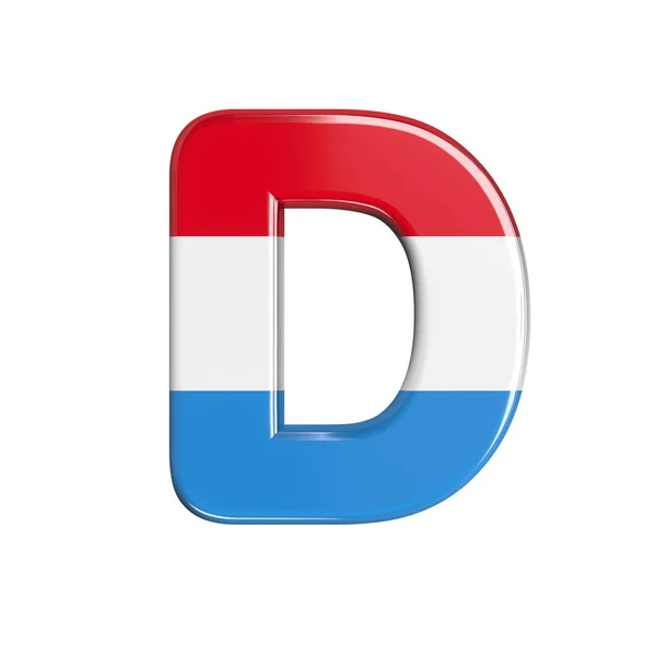 Lüksemburg harfi D - Capital 3d Lüksemburg bayrağı yazı tipi - Lüksemburg, bayrak veya finans ile ilgili konular için uygundur — Stok fotoğraf