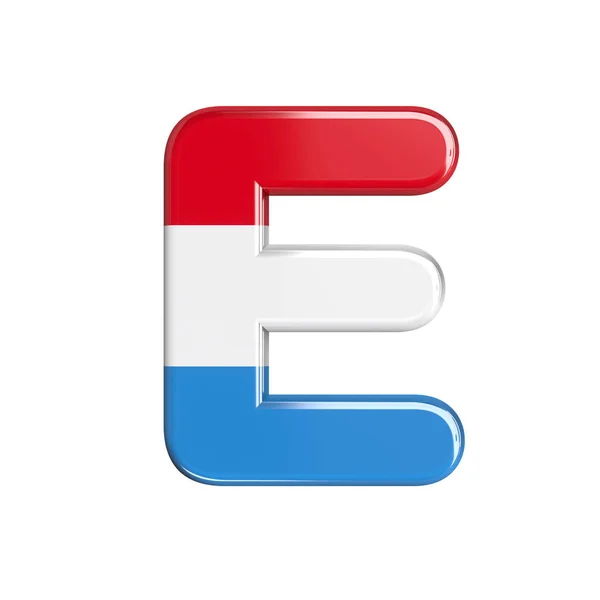 Lussemburgo lettera E - Capital 3d Caratteristica della bandiera lussemburghese - adatto a Lussemburgo, bandiera o materie finanziarie — Foto Stock
