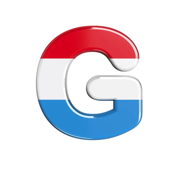 Luxemburgse letter G-Capital 3D Luxemburgse vlag lettertype-geschikt voor Luxemburg, vlag of Financiën gerelateerde onderwerpen — Stockfoto