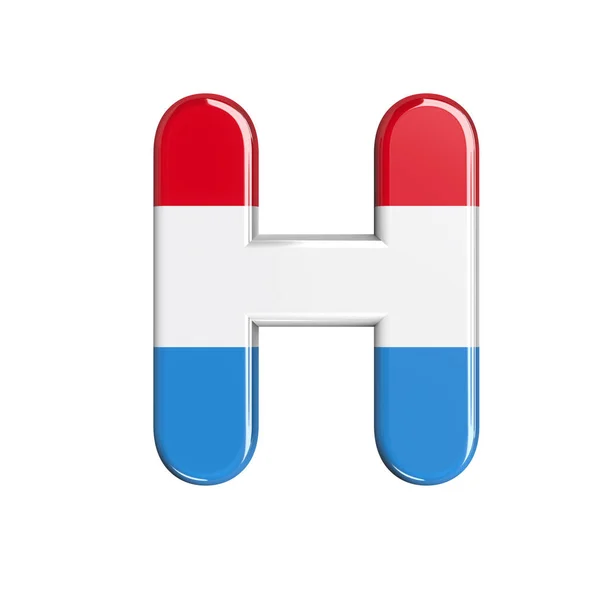 Luxembourg letter H - Upper-case 3d Luxembourgish flag font - suitable for Luxembourg, flag or finance related subjects — Stock Photo, Image