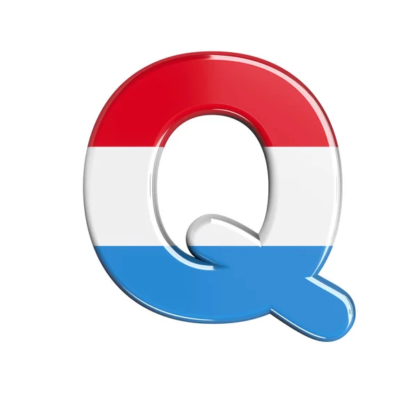 Люксембурзький лист Q-верхній регістр 3D-Люксембурзька позначка шрифту-підходить для Люксембургу, прапора або фінансових суміжних суб'єктів — стокове фото