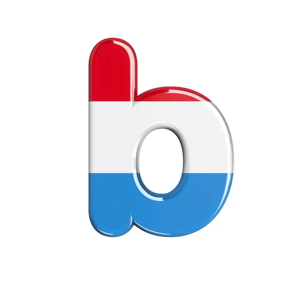 Luxembourg letter B - Lower-case 3d Luxembourgish flag font - Suitable for Luxembourg, flag or finance related subjects — Stock Photo, Image