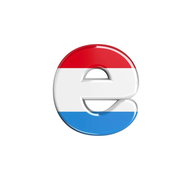 Luxembourg letter E - Lower-case 3d Luxembourgish flag font - Suitable for Luxembourg, flag or finance related subjects — Stock fotografie