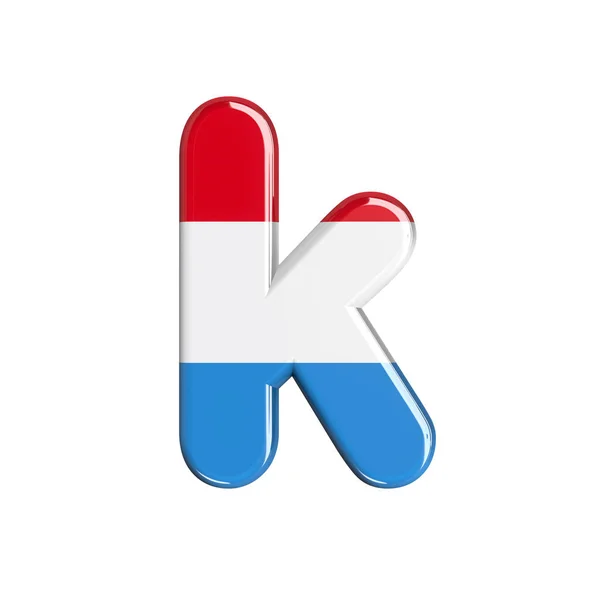 Luxembourg letter K - Small 3d Luxembourg ourgish flag font - Suitable for Luxembourg, flag or finance related subjects — стоковое фото