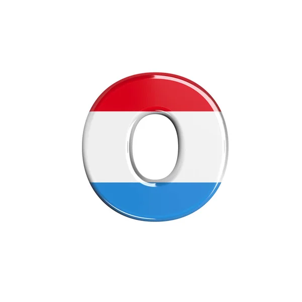 Luxembourg letter O - Small 3d Luxembourgish flag font - Suitable for Luxembourg, flag or finance related subjects — Stock Photo, Image