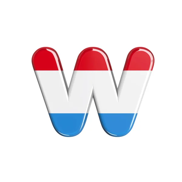 Luxembourg letter W - Lower-case 3d Luxembourg ourgish flag font - Suitable for Luxembourg, flag or finance related subjects — стоковое фото