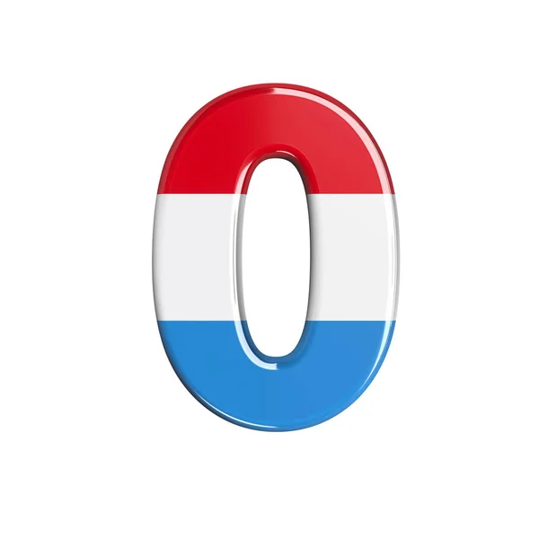 룩셈부르크 번호 0 - 3d 룩셈부르크 국기 숫자 - 룩셈부르크, 플래그 또는 금융 관련 주제에 적합 — 스톡 사진