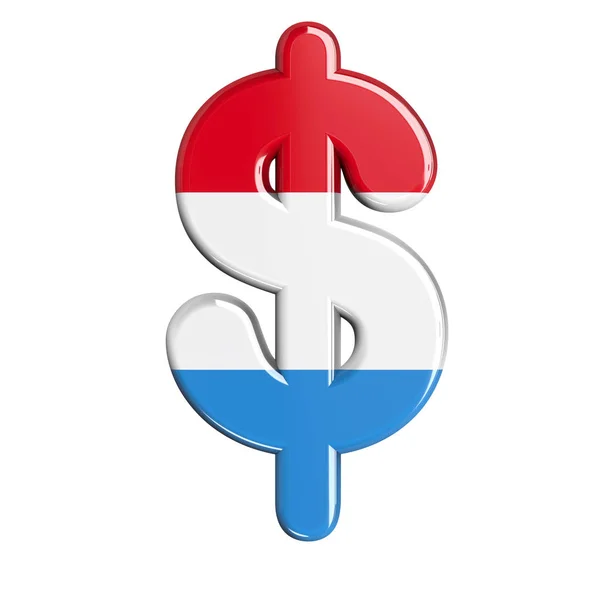 Luxembourg dollar currency sign - Business 3d Luxembourgish flag symbol - Suitable for Luxembourg, flag or finance related subjects — Stock Photo, Image