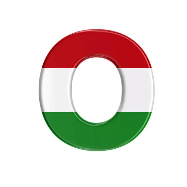Magyar levél O-nagy 3D-s magyar zászló betűtípus-Budapest, Közép-Európa vagy politikai koncepció — Stock Fotó