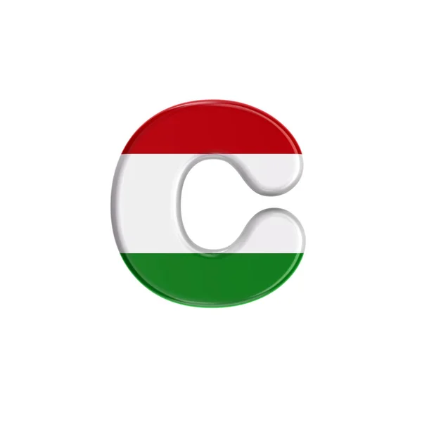 Hungarian letter C - Lowercase 3d flag of hungary font - Budapest, Europa Central ou conceito de política — Fotografia de Stock