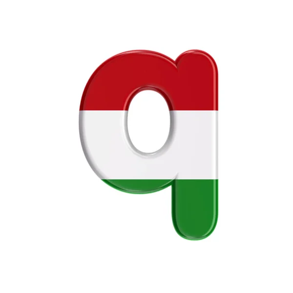 Hungarian letter Q - Lower-case 3d flag of hungary font - Budapest, Europa Central or politics concept —  Fotos de Stock