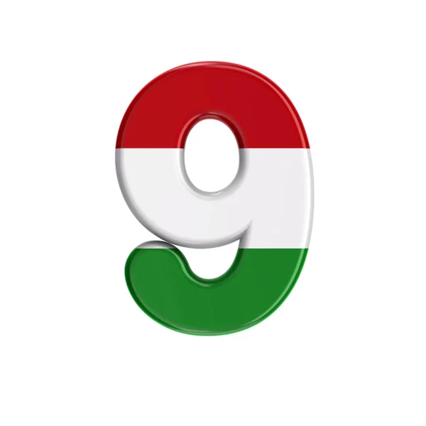 Hungarian number 9 - 3d flag of hungary digit - Budapest, Europa Central ou conceito de política — Fotografia de Stock