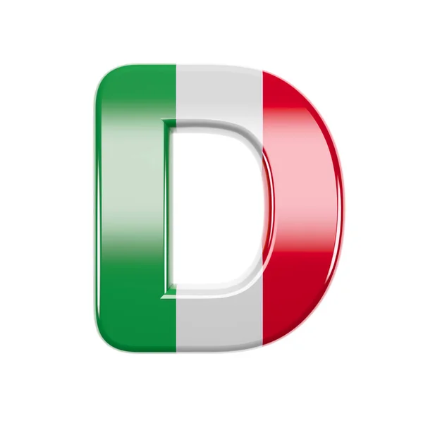 Итальянская буква D - Capital 3d Italy flag font - suitable for Italy, Europe or Rome related subjects — стоковое фото