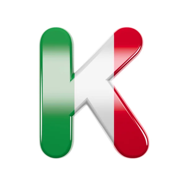Итальянская буква K - Capital 3d Italy flag font - suitable for Italy, Europe or Rome related subjects — стоковое фото