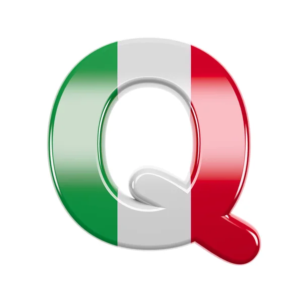 Italiaanse letter Q - Upper-case 3d Italië vlag lettertype - geschikt voor Italië, Europa of Rome gerelateerde onderwerpen — Stockfoto