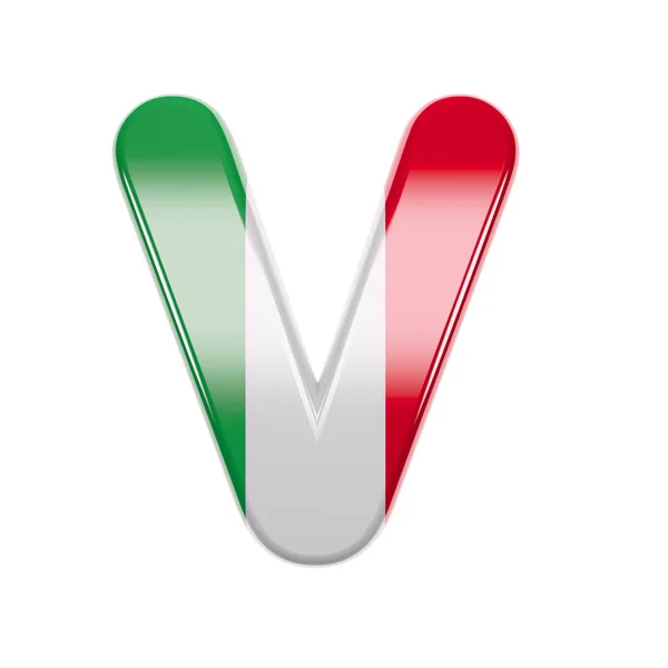 Lettera italiana V - Carattere 3d Italy flag maiuscole e minuscole - adatto per Italia, Europa o Roma — Foto Stock