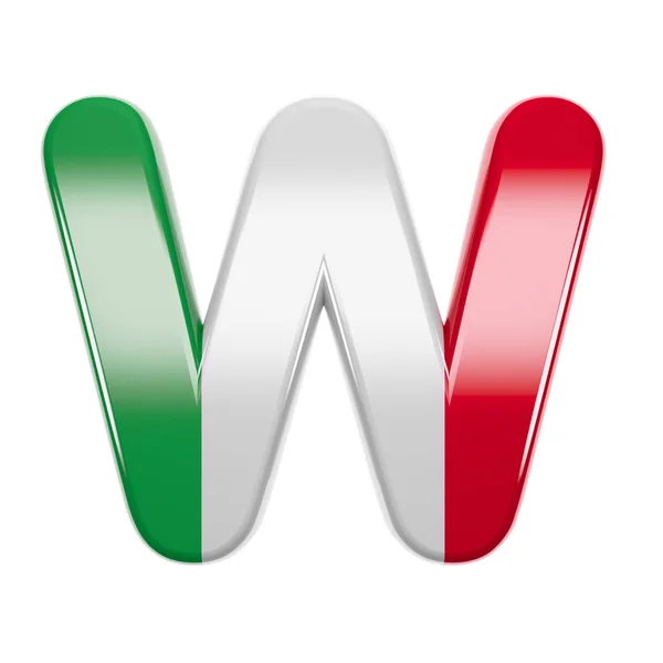 Итальянская буква W - Capital 3d Italy flag font - suitable for Italy, Europe or Rome related subjects — стоковое фото