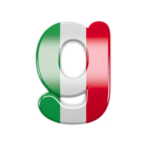 Итальянская буква G - Small 3d Italy flag font - Suitable for Italy, Europe or Rome related subjects — стоковое фото