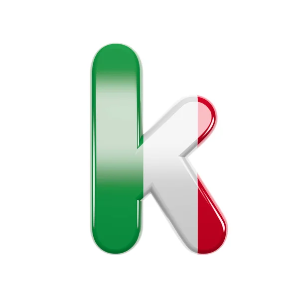 Olasz levél K - Small 3d Olaszország zászló betűtípus - Alkalmas Olaszország, Európa vagy Róma kapcsolódó témák — Stock Fotó
