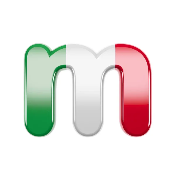 İtalyan harfi M - Küçük harf 3d İtalya bayrağı yazı tipi - İtalya, Avrupa veya Roma ile ilgili konular için uygundur — Stok fotoğraf