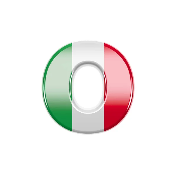 Włoska litera O - Mała czcionka flagi 3d Włochy - Nadaje się do Włoch, Europy lub Rzymu tematów związanych — Zdjęcie stockowe