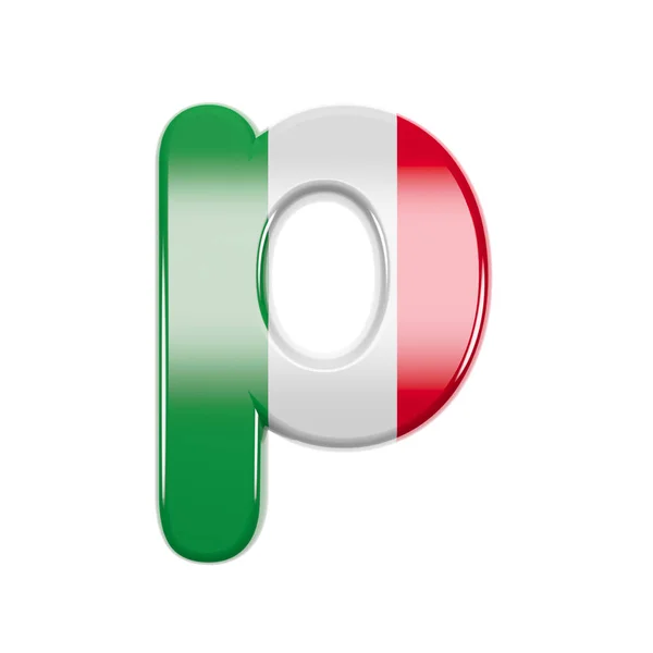 Italienischer Buchstabe P - Kleinbuchstabe 3d Italien Flaggenschrift - Geeignet für Italien, Europa oder Rom verwandte Themen — Stockfoto