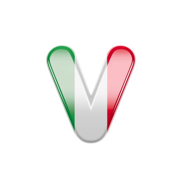 Італійська літера V - Small 3d Italy flag font - Suitable for Italy, Europe or Rome considered subjects — стокове фото