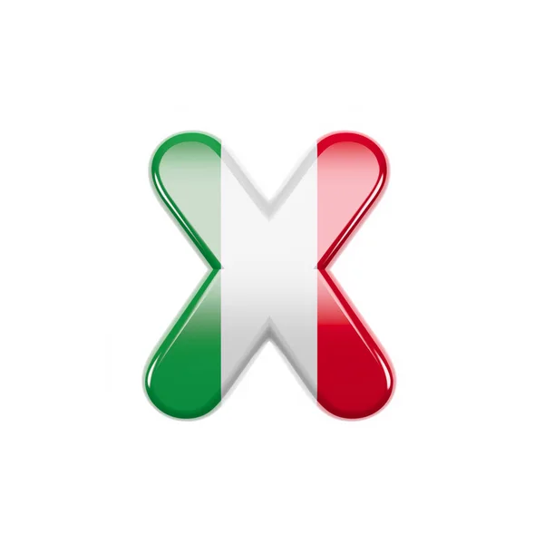 Olasz levél X - Small 3d Olaszország zászló betűtípus - Alkalmas Olaszország, Európa vagy Róma kapcsolódó témák — Stock Fotó