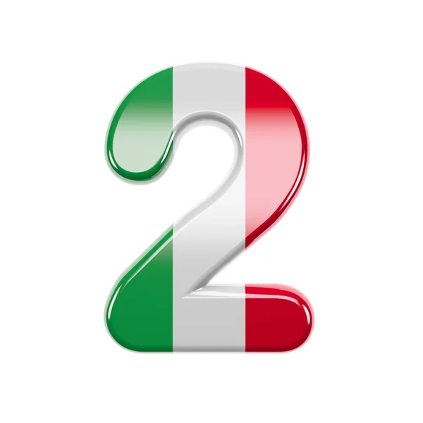 Numero italiano 2 - 3d Italia flag digit - Adatto per Italia, Europa o Roma materie affini — Foto Stock