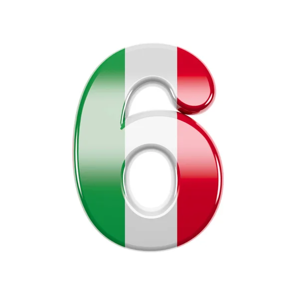 Numero italiano 6 - 3d Italia flag digit - Adatto a soggetti italiani, europei o romani — Foto Stock