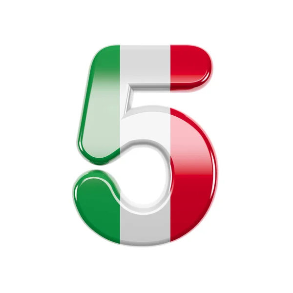 Italian number 5 -  3d Italy flag digit - Suitable for Italy, Europe or Rome related subjects Stock Photo