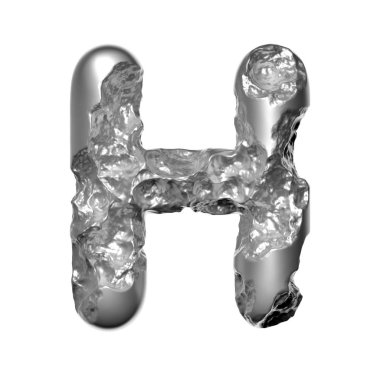 Eritilmiş çelik harf H - Küçük harf 3d Çekiçli çelik yazı tipi - Teknoloji, Endüstri veya Bilimkurgu kavramı