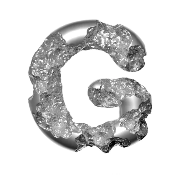 Letra de acero fundido G - pequeña fuente de acero martillado 3d - Tecnología, industria o concepto de ciencia ficción — Foto de Stock