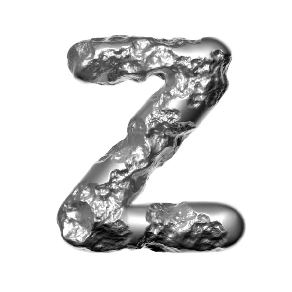 Melted steel letter Z - Lower-case 3d Hammered steel font - Technology, Industry or Sci-fi concept — Fotografia de Stock