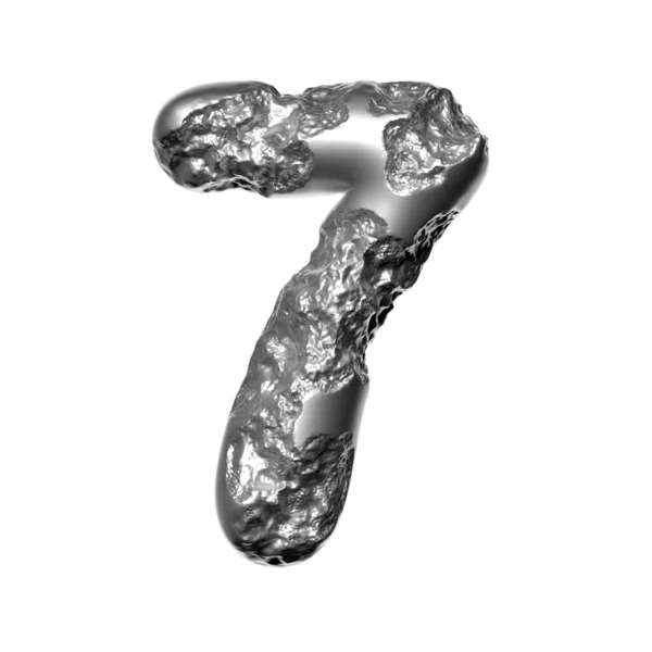 Melted steel number 7 -  3d Hammered steel digit - Technology, Industry or Sci-fi concept — Stock Photo, Image