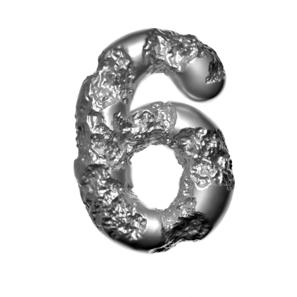 Roztavená ocel číslo 6-3D rozervená ocel číslice-technologie, průmysl nebo Sci-Fi koncept — Stock fotografie
