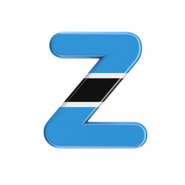 Botswana bayrak harfi Z - Büyük harf 3d Batswana yazı tipi - Afrika, Gaborone veya siyasetle ilgili konular için uygun