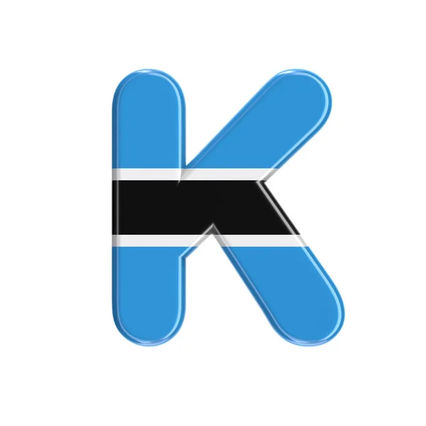 Botswana vlag letter K - Capital 3d Batswana lettertype - geschikt voor Afrika, Gaborone of politiek gerelateerde onderwerpen — Stockfoto
