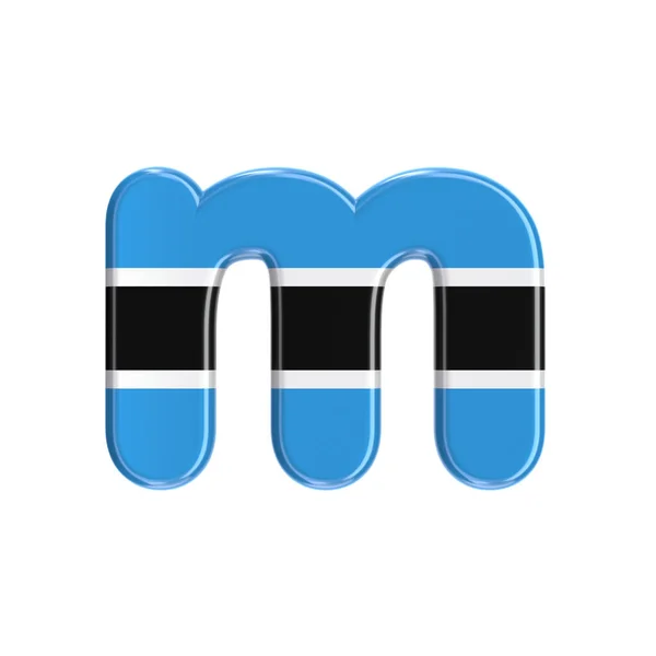 Botswana bandeira letra M - Lowercase 3d Batswana fonte - Adequado para a África, Gaborone ou assuntos relacionados com a política — Fotografia de Stock