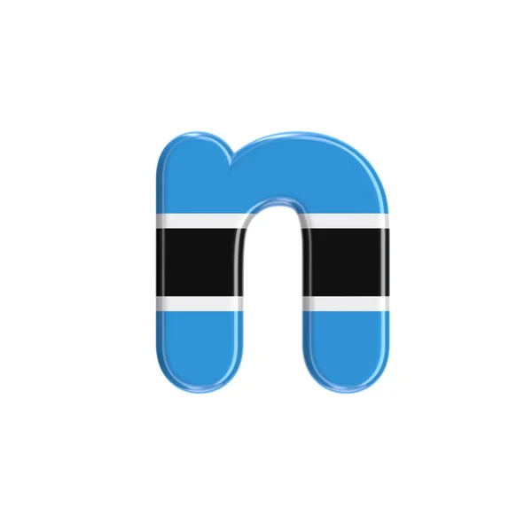 Botswana vlag letter N - Small 3d Batswana lettertype - Geschikt voor Afrika, Gaborone of politiek gerelateerde onderwerpen — Stockfoto