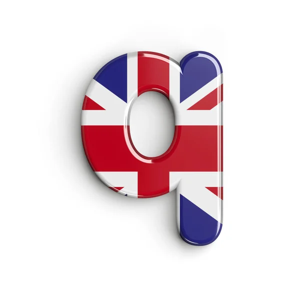 Birleşik Krallık harfi Q - Küçük harf 3d İngiliz yazı tipi - Birleşik Krallık, Londra veya brexit kavramı — Stok fotoğraf