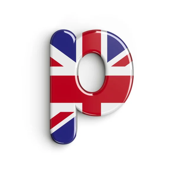 Об "єднана літера P - Lowercase 3d british font - Велика Британія, Лондон або Brexit concept — стокове фото