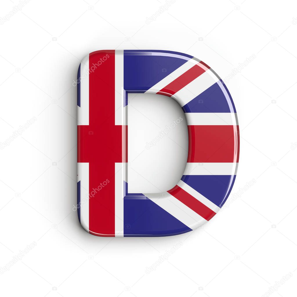United kingdom letter D - Capital 3d british font - United Kingdom, London or brexit concept