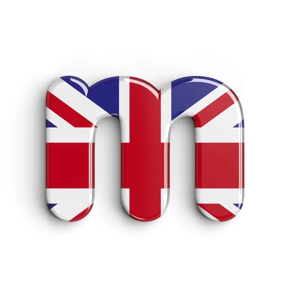 Birleşik Krallık harfi M - Küçük harf 3d İngiliz yazı tipi - Birleşik Krallık, Londra veya brexit kavramı — Stok fotoğraf