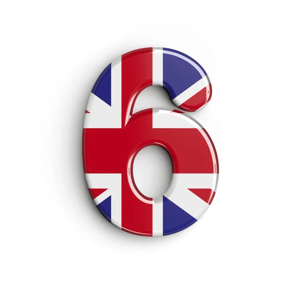 Egyesült Királyság száma 6 - 3d brit számjegy - Egyesült Királyság, London vagy brexit koncepció — Stock Fotó