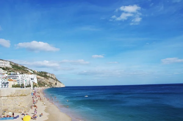 Zobrazit Pobřežní Městečka Sesimbra Pláží Portugalsku — Stock fotografie